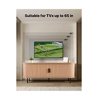 Sugift Tv Stand Boho Entertainment Center for TVs Up to 58 Inch with Rolling Door