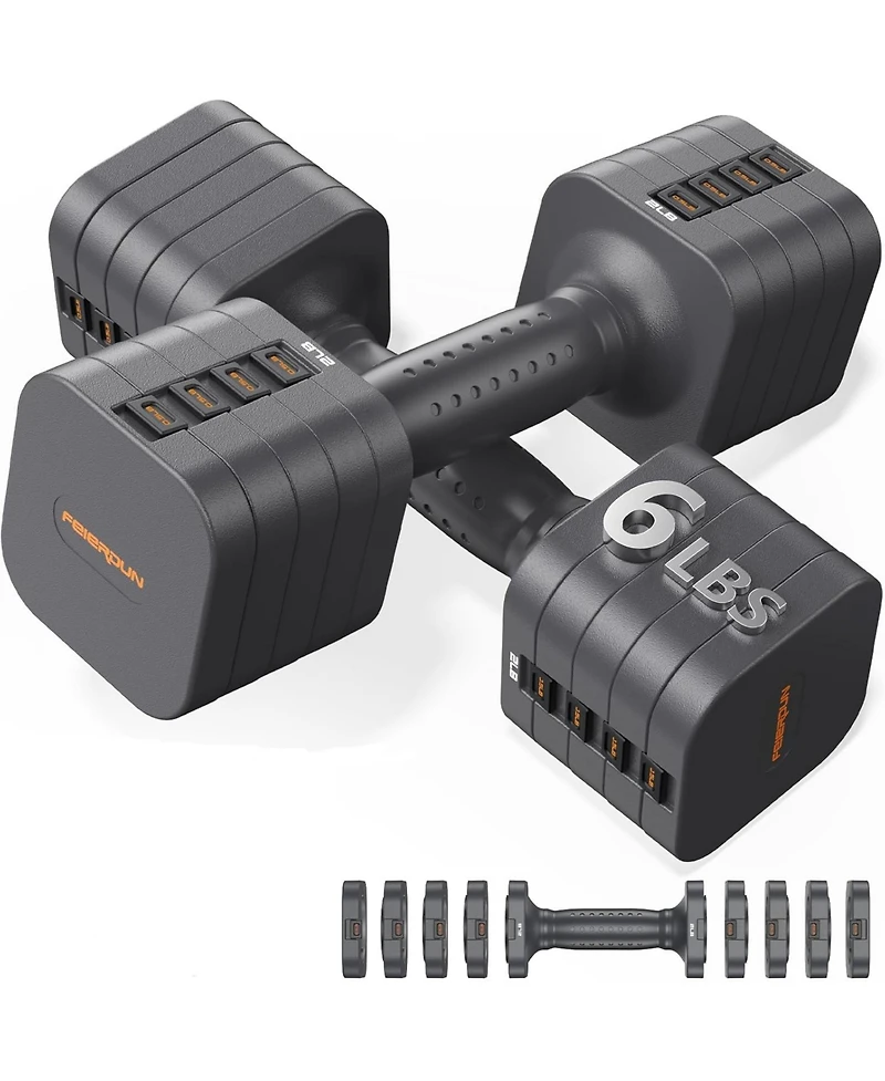 Fed Fitness 5-in-1 Adjustable Dumbbells Pair, Lbs Quick-Adjust Hand Weights for Home Gym and Outdoor Training