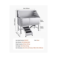 Ruie 62 inch Stainless Steel Dog Washing Station with Walk Up Ramp Filter Board