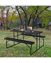 Yiortwo Folding Picnic Table Set with Benches, Indoor Outdoor Hdpe