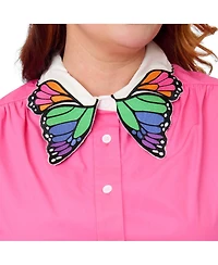 Plus Blouse With Embroidered Collar