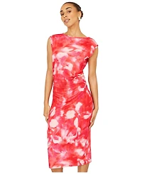 Yumi Women's Mesh Ruched Bodycon Midi Dress
