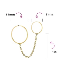 Bling Jewelry Simple Solid 10K Yellow Gold 2 Hole Piercing Chain Endless Mini Hoop Earlobe Cartilage Earring 11MM Snug Fitting
