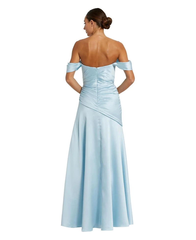 Mac Duggal Women's Off-Shoulder Satin Crossover Gown