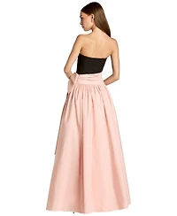 Mac Duggal Women's Strapless Crepe and Faille A-Line Gown with Oversized Bow