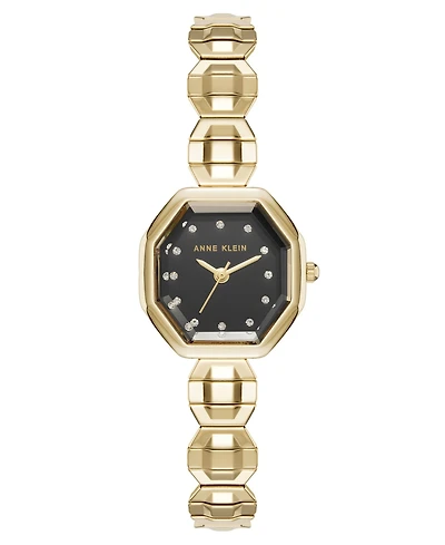 Anne Klein Women's Quartz Octagonal Crystal Accented Dial Gold-Tone Stainless Steel Expansion Band Watch 24mm