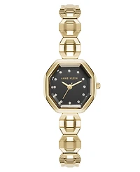 Anne Klein Women's Quartz Octagonal Crystal Accented Dial Gold-Tone Stainless Steel Expansion Band Watch 24mm