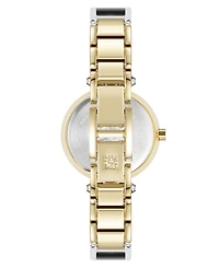 Anne Klein Women's Quartz Round Diamond Dial Gold-Tone Alloy Metal and Enamel Bangle Watch 28mm