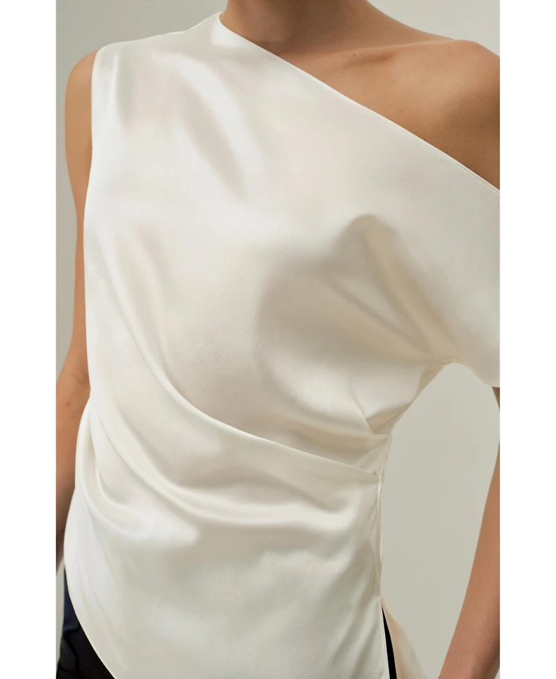 Lilysilk Women's Stretch Charmeuse Asymmetric Top