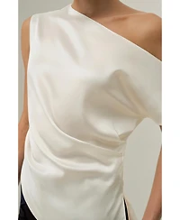 Lilysilk Women's Stretch Charmeuse Asymmetric Top