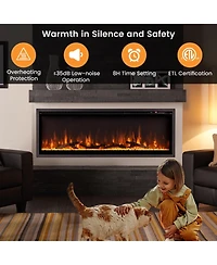 Sugift 50 Inches Electric Fireplace in-Wall Recessed with Remote Control and Adjustable Color and Brightness-50 inches
