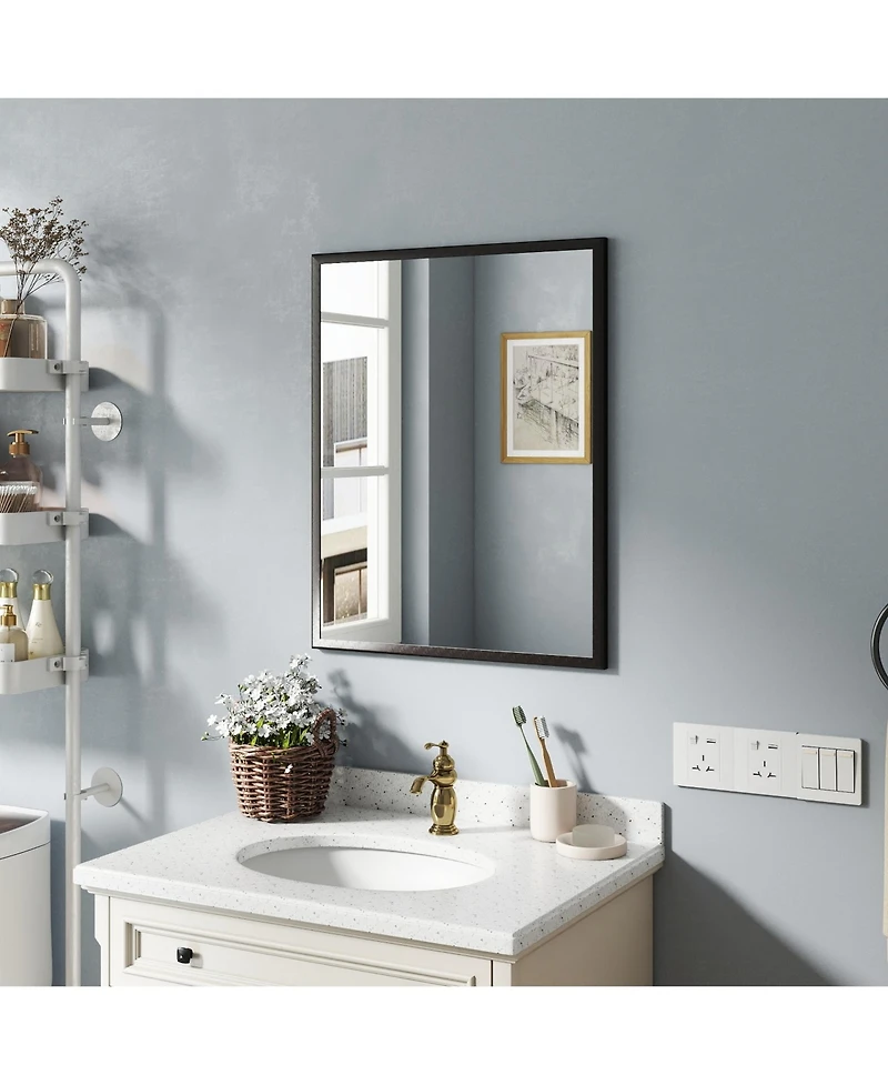 Rainsken -Inch Bathroom Mirror, Square Aluminum Mirror Frame Vanity Mirror for Bedroom