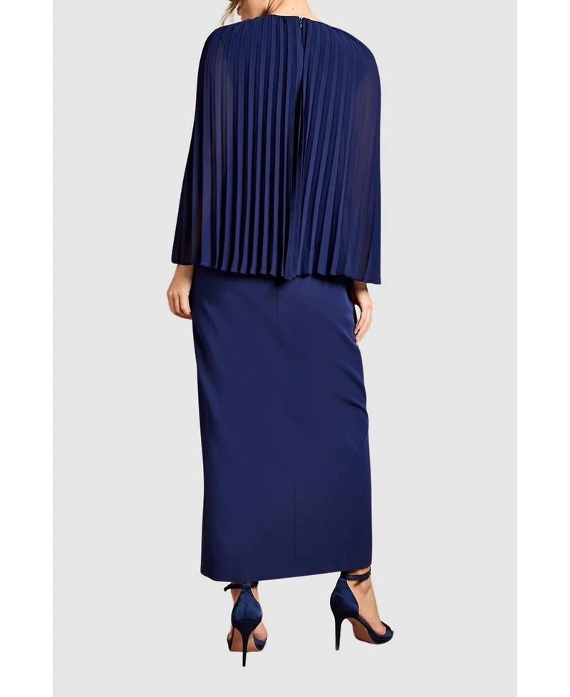 Coast Women's Pleated Cape Detail Crepe Pencil Dress