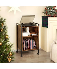 sumyeg Mobile Record Player Stand with Power Outlet