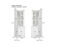 sumyeg 75.25" Tall Freestanding Pantry Cabinet with Glass Door & Lattice Window, Farmhouse Display Cabinets with Storage
