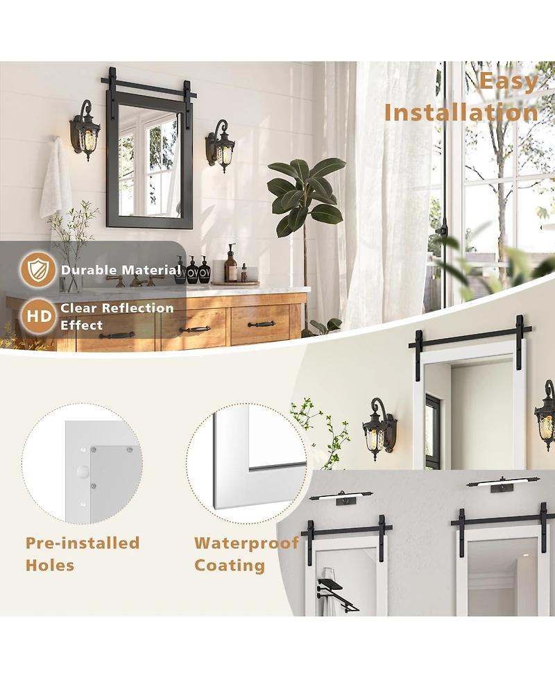 Lovmor Farmhouse 22 Inches W x 30 Inches H Rectangle Framed Wall Bathroom Vanity Mirror Accent Mirror