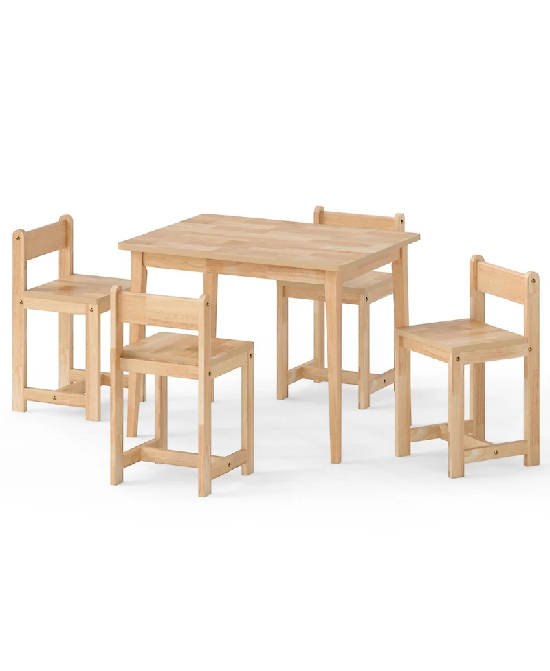 Slickblue 5 Piece Kids Furniture Set Table and Chairs Solid Wood Design