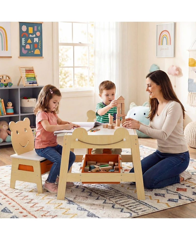 Slickblue Kids Art Desk Table Set with Reversible Chalkboard