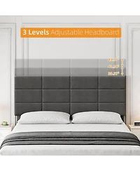 gaomon Linen Platform Bed with Headboard, 700 lb Support.