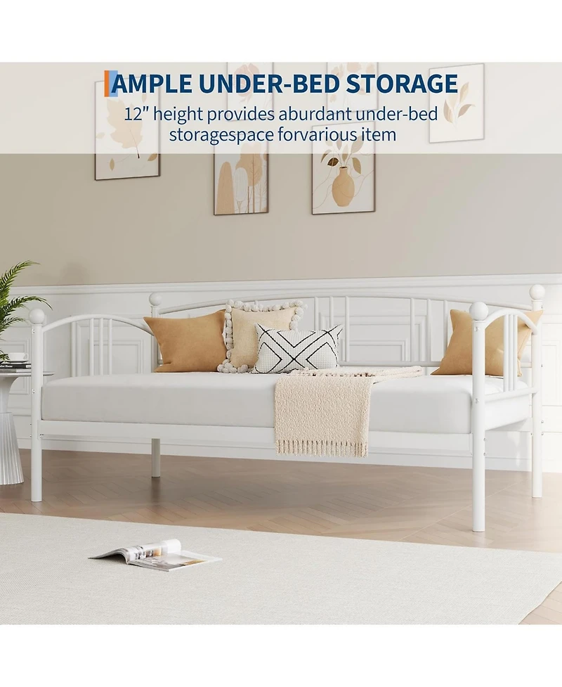 gaomon Metal Daybed with Trundle, Arched Headboard
