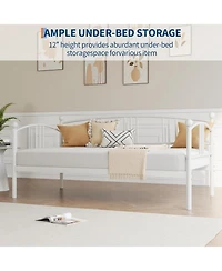 gaomon Metal Daybed with Trundle, Arched Headboard