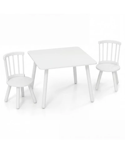 Slickblue 3 Piece Kids Table and Chair Set Solid Pine Wood Furniture