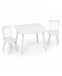 Slickblue 3 Piece Kids Table and Chair Set Solid Pine Wood Furniture