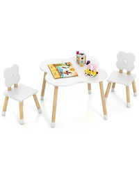 Slickblue Flower Design Kids Table and Chair Set with Wooden Legs