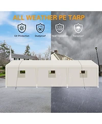 Mondawe 10 x 30 Ft Heavy Duty Portable Carport Garage Tent with Windows, Outdoor Storage Shelter