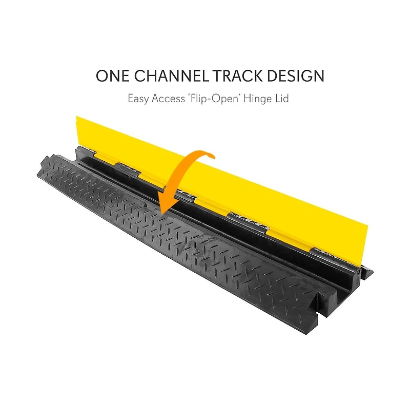 Pyle Cable Cover Ramp Safety Track with Flip-Open Lid, Single Channel