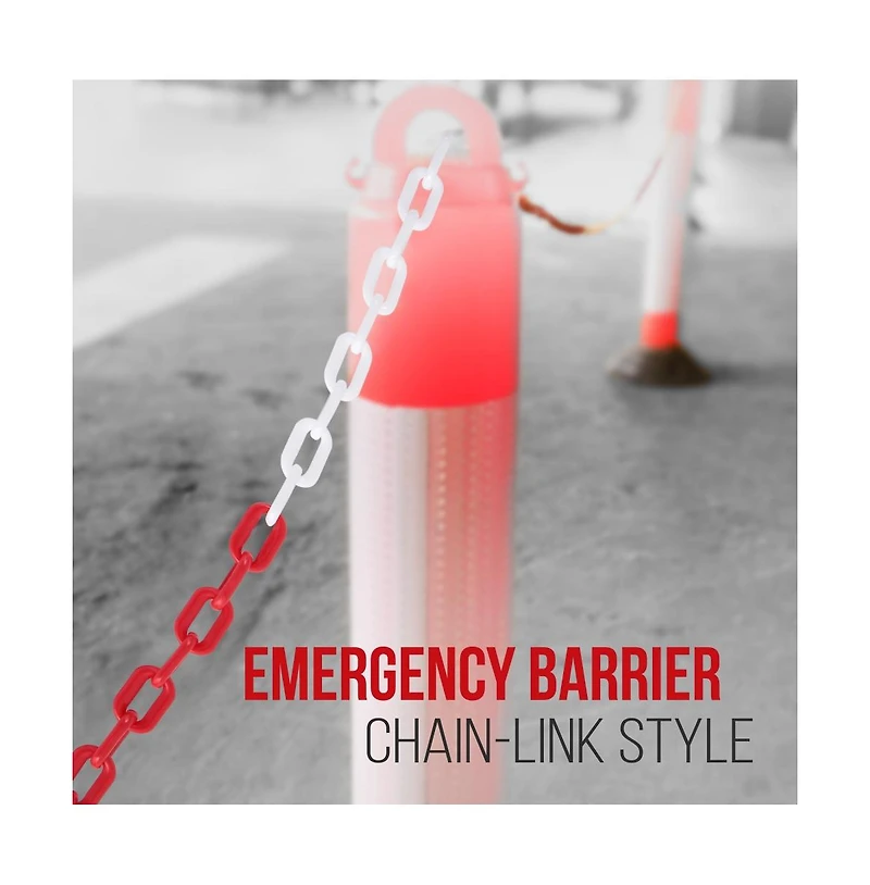 Pyle Safety Barrier Chain - 82-Foot Hazard Caution Plastic Chain
