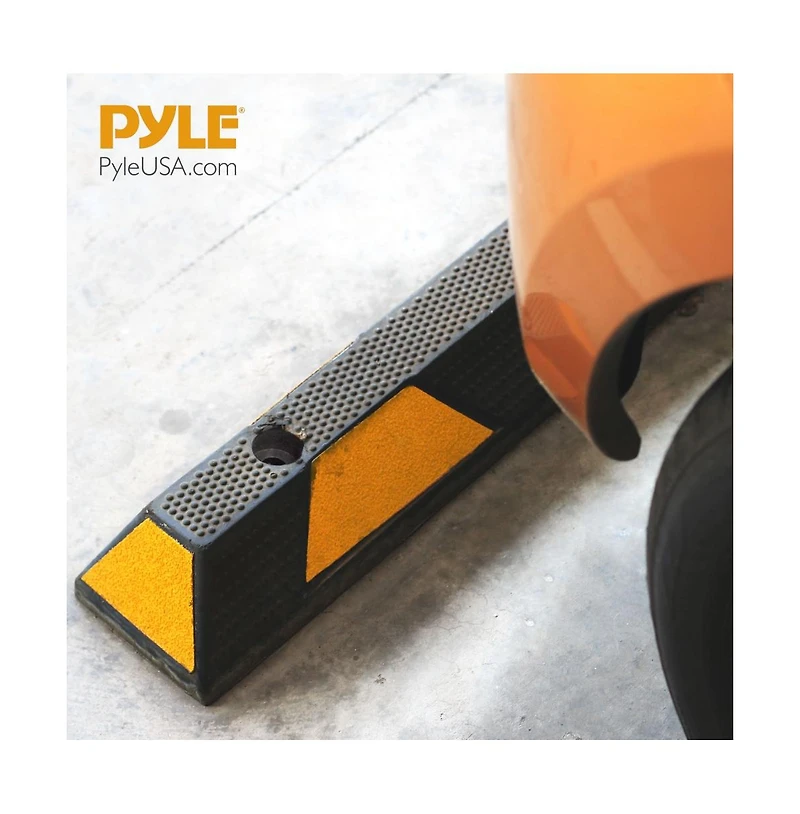 Pyle Vehicle & Car Tire Stop, Heavy-Duty Rubber Block
