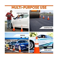 Pyle 28" Fluorescent Pvc Traffic Safety Cone -(PTCN28X4) - Pack of 4
