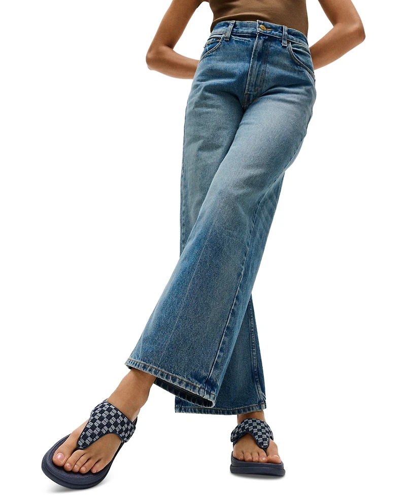FitFlop Women's F-Mode Go Checkerboard-Denim Toe-Post Sandals