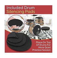 Pyle 3-Piece Kids/Junior Drum Set - Includes Bass Drum, Tom, Snare, Cymbal, Throne, and Sticks, Natural Finish (PDRMKIT72N)