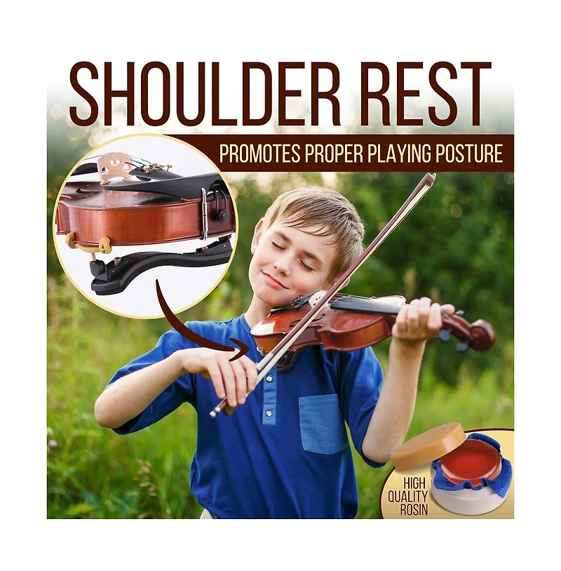 Pyle 4/4 Student Violin Kit - Plywood Violin with Tuner, Extra Strings, Shoulder Rest, and Case (PGVILN14)
