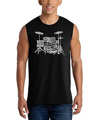 La Pop Art Men's Drum Set Typography Word Graphic Tank Top