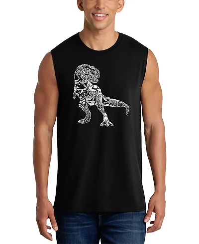 La Pop Art Men's T-Rex Dinosaur Typography Graphic Tank Top