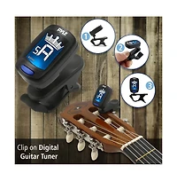 Pyle 6-String Classic Guitar - 3/4 Size Scale Guitar with Digital Tuner and Accessory Kit (36 inch)