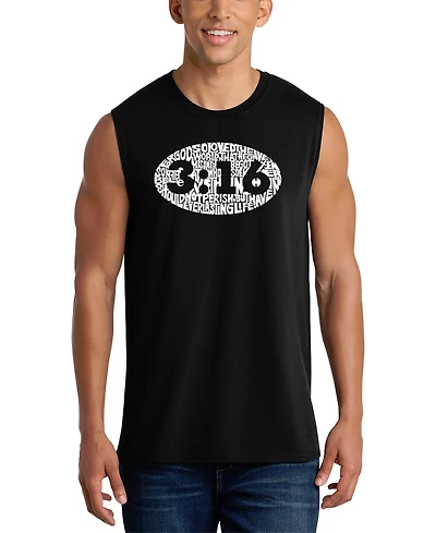 La Pop Art Men's 3:16 Oval Typography Word Graphic Tank Top