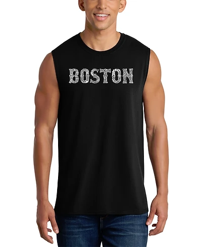La Pop Art Men's Boston Vintage Typography Graphic Tank Top