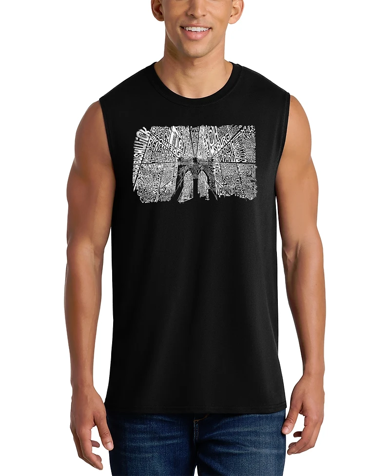 La Pop Art Men's Arch Bridge Skyline Typography Graphic Tank Top
