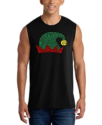 La Pop Art Men's Christmas Elf Hat Typography Graphic Tank Top