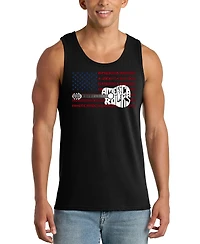 La Pop Art Men's America Rocks Typography Flag Graphic Tank Top