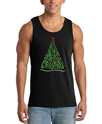 La Pop Art Men's Merry Christmas Tree Typography Graphic Tank Top