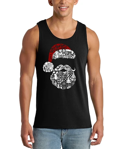 La Pop Art Men's Santa Face Word Tank Top
