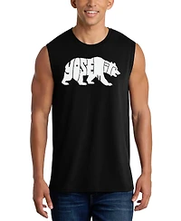 La Pop Art Men's Bear Explore Word Graphic Tank Top