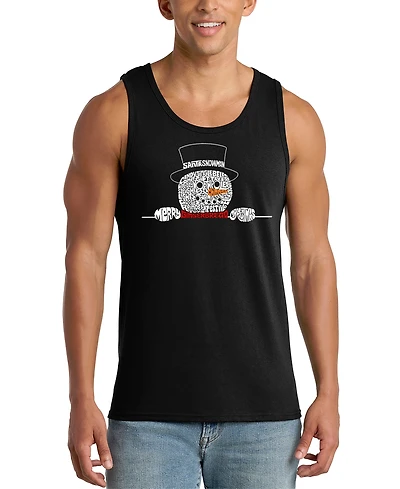 La Pop Art Men's Snowman Outstretched Arms Word Graphic Tank Top