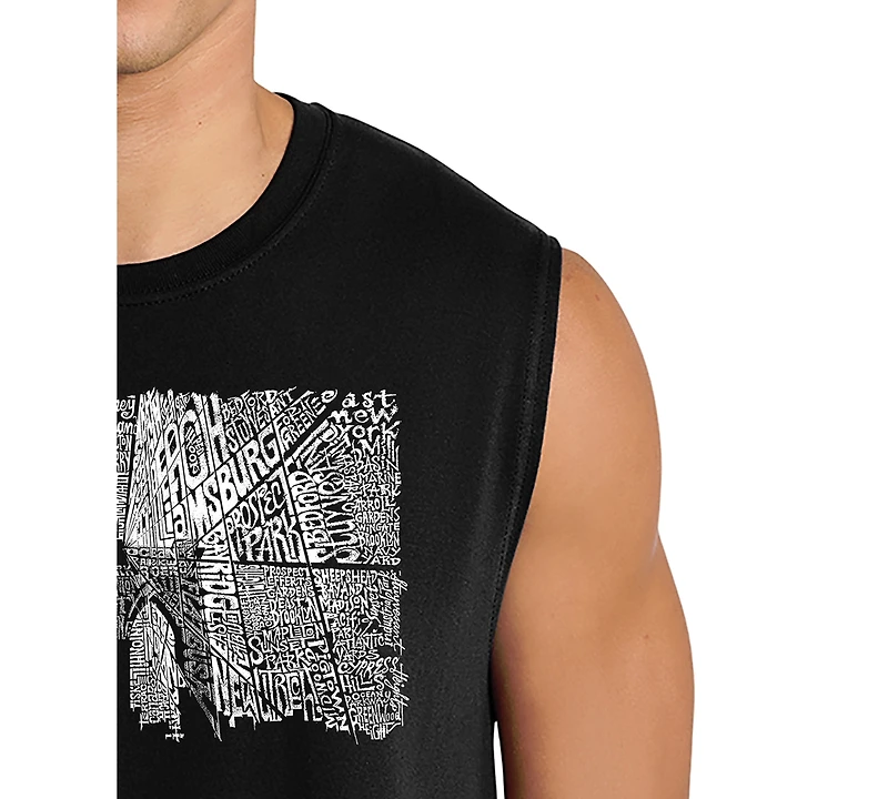 La Pop Art Men's Arch Bridge Skyline Typography Graphic Tank Top