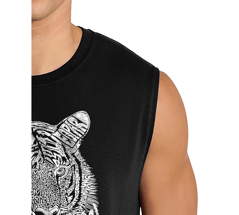 La Pop Art Men's Tiger Face Word Graphic Tank Top